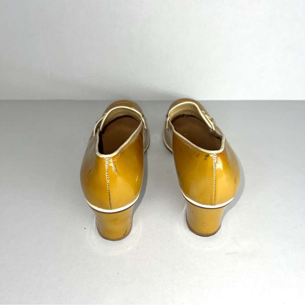 Gucci Mustard Yellow Patent Leather Mid-Heel Loafers - Picture 6 of 7